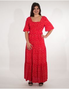 Vestido largo viscosa mangas cortas estampado eclat 2