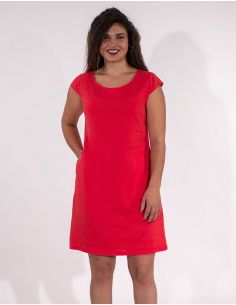 Vestido 54% lino 46% viscosa mangas pequenas 2