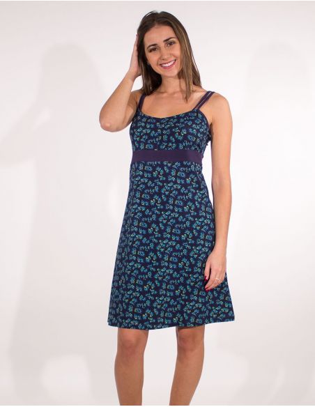 Vestido malla 97% algodon 3% elastano tirantes estampado eclat