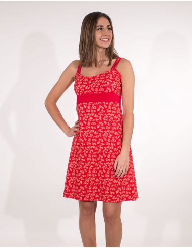 Vestido malla 97% algodon 3% elastano tirantes estampado eclat