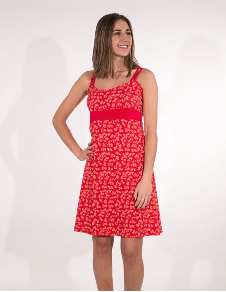 Vestido malla 97% algodon 3% elastano tirantes estampado eclat