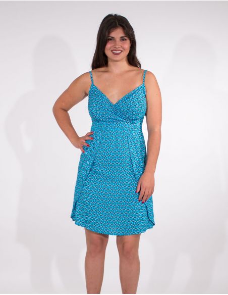 Vestido viscosa tirantes estampado plumas