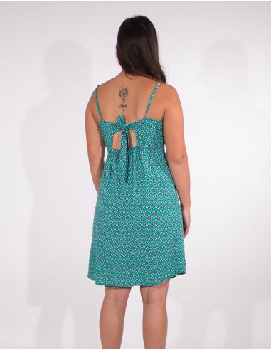 Vestido viscosa tirantes estampado plumas