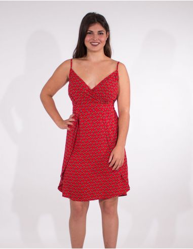 Vestido viscosa tirantes estampado plumas