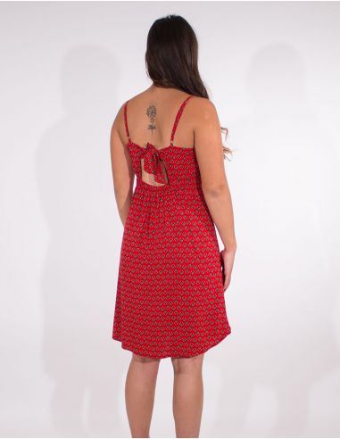 Vestido viscosa tirantes estampado plumas