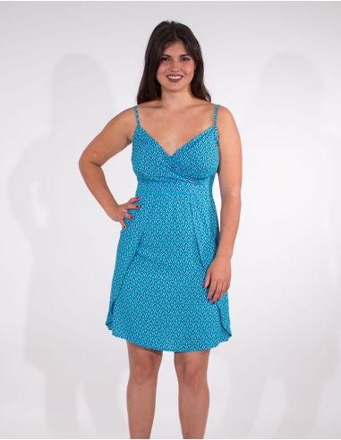 Vestido viscosa tirantes estampado plumas