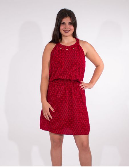 Vestido viscosa sin mangas estampado paon