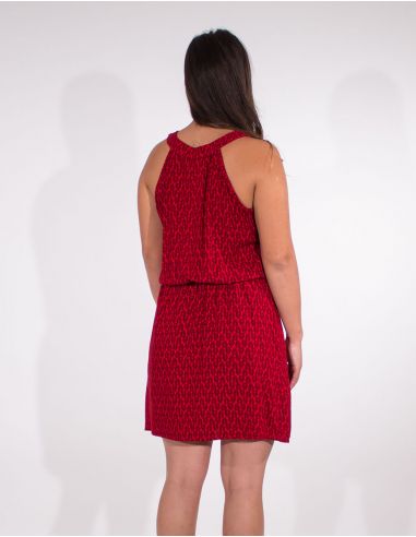 Vestido viscosa sin mangas estampado paon