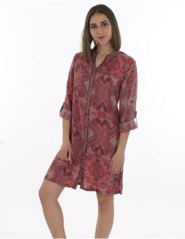 Vestido poliester mangas 3/4