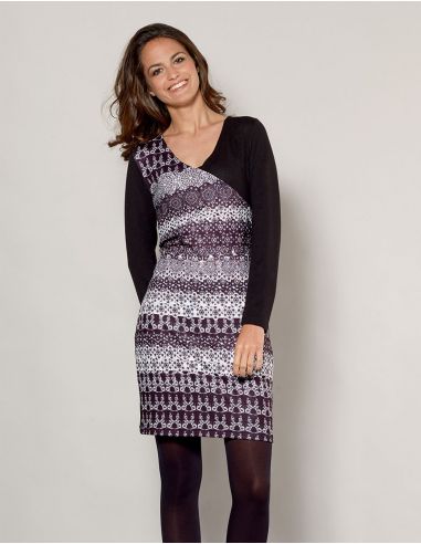 Vestido malla 97% poliester 3% elastano estampado western