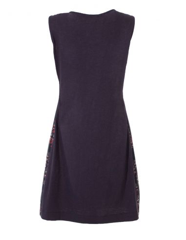 Vestido poliester espalda malla algodon doblado estampado navajo 