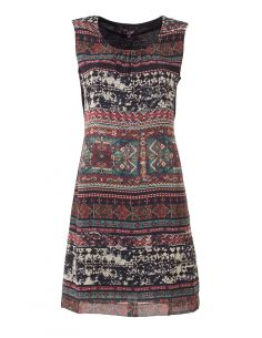 Vestido poliester espalda malla algodon doblado estampado vintage  2