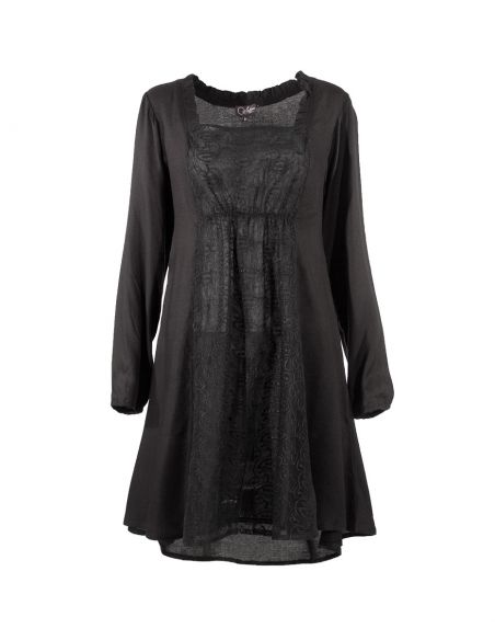 Vestido viscosa doblado encaje nylon 