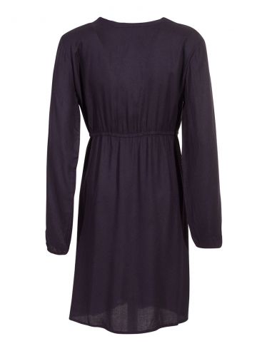 Vestido viscosa bordado mousse crepe cuello v