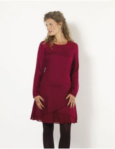 Vestido viscosa con encaje de algodón bordado 2