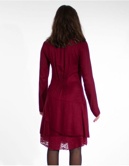 Vestido viscosa con encaje de algodón bordado