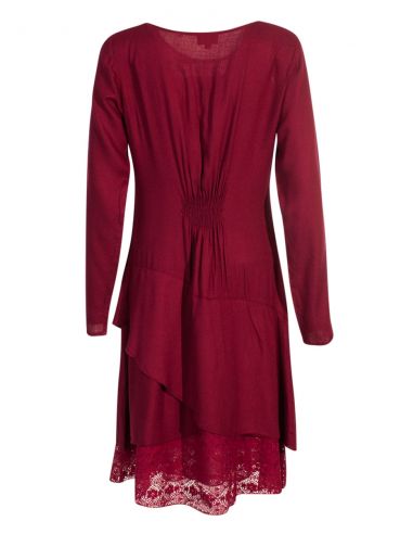 Vestido viscosa con encaje de algodón bordado