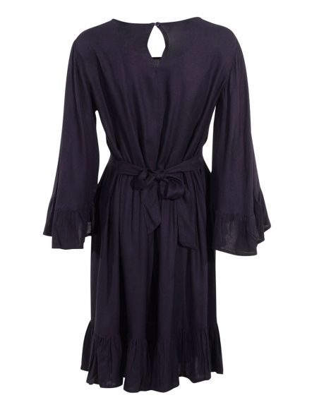 Vestido viscosa bordado mousse crepe 