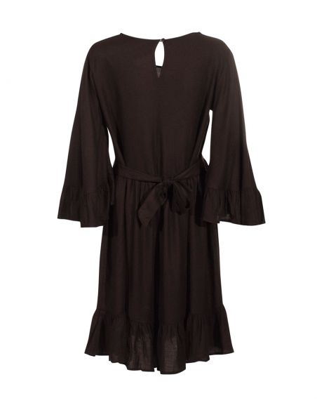 Vestido viscosa bordado mousse crepe 