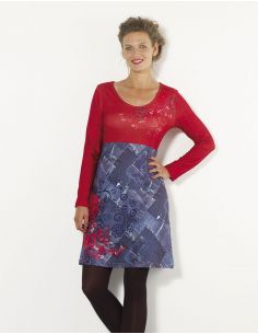 Vestido malla 97% poliéster 3% elastano estampado place