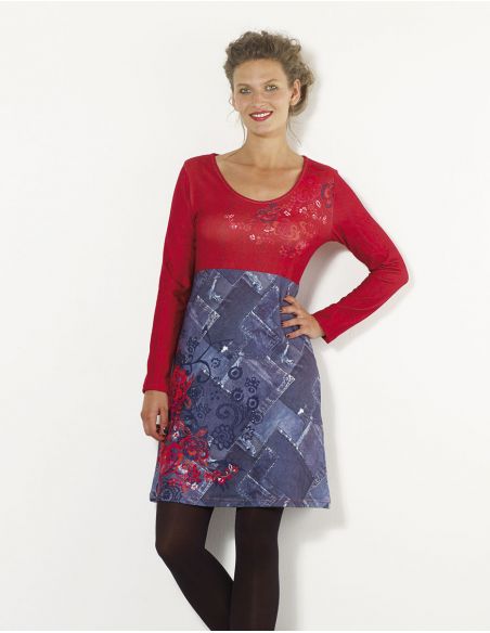 Vestido malla 97% poliéster 3% elastano estampado place