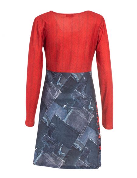 Vestido malla 97% poliéster 3% elastano estampado place