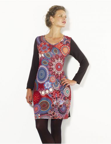 Vestido malla 97% poliéster 3% elastano estampado carnaval