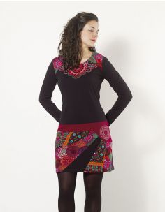 Vestido malla 97% algodón 3% elastano patch y estampado