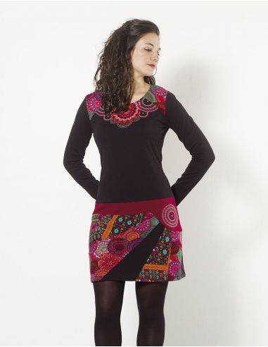 Vestido malla 97% algodón 3% elastano patch y estampado