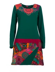 Vestido malla 97% algodón 3% elastano patch y estampado 2