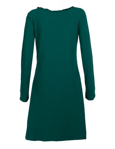 Vestido malla 97% algodón 3% elastano estampado cuello bola