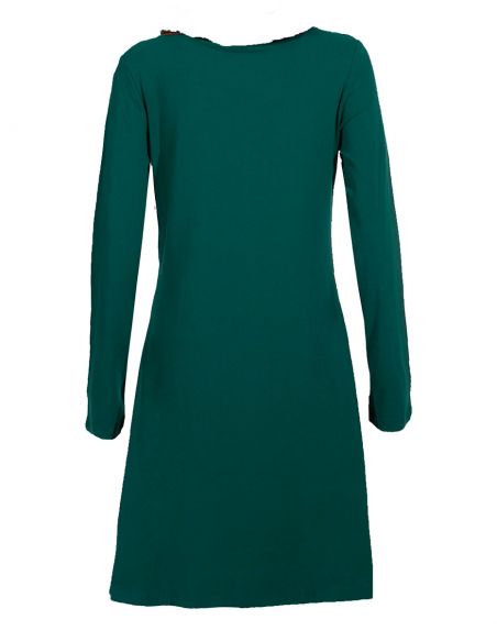 Vestido malla 97% algodón 3% elastano estampado cuello bola