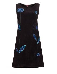 Vestido malla poliéster con bordado y patch terciopelo sin mangas  2