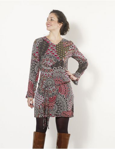 Vestido viscosa estampado camaleón