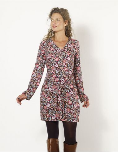 Vestido viscosa twill estampado primavera