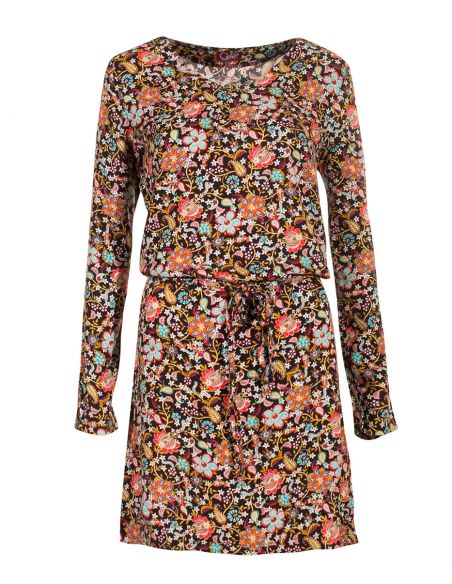 Vestido viscosa twill estampado primavera