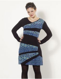 Vestido malla 97% algodón 3% elastano patch tíbet