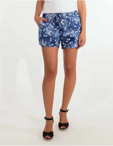 Pantalon corto viscosa estampado T/D flores