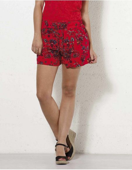 Pantalon corto viscosa estampado rock