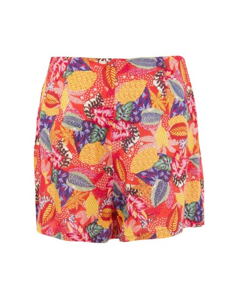 Pantalon corto viscosa como faldas por delante estampado tutti fruti
