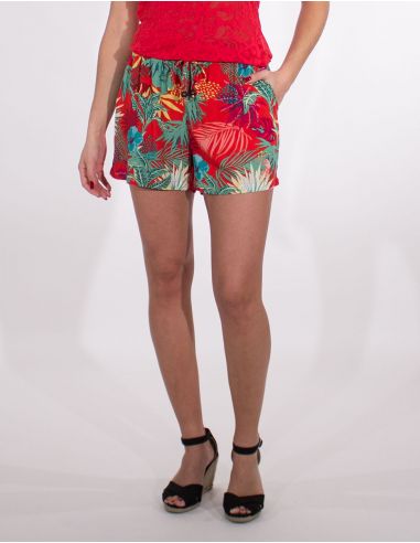 Pantalon corto viscosa estampado vegetal