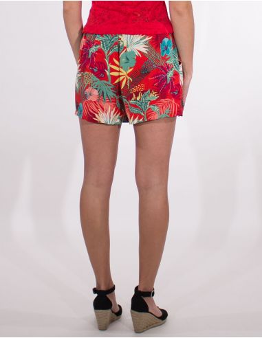 Pantalon corto viscosa estampado vegetal