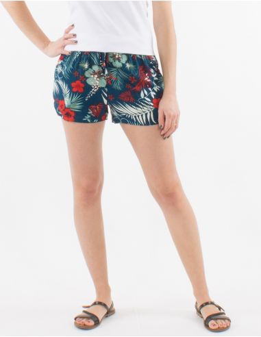 Pantalon corto viscosa estampado tropical