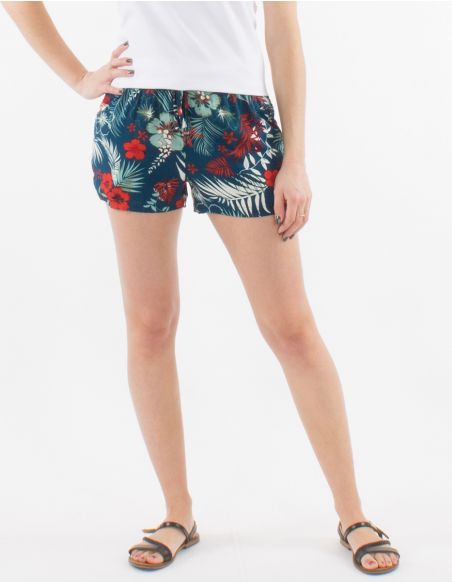 Pantalon corto viscosa estampado tropical