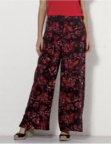 Pantalon viscosa bajo smocke estampado dakar
