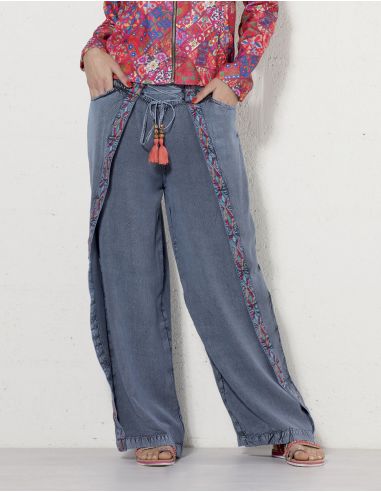Pantalon viscosa sw bordado