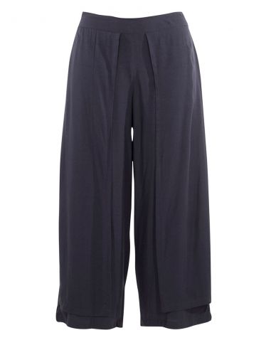 Pantalon 3/4 viscosa falso pareo liso media cintura elastica