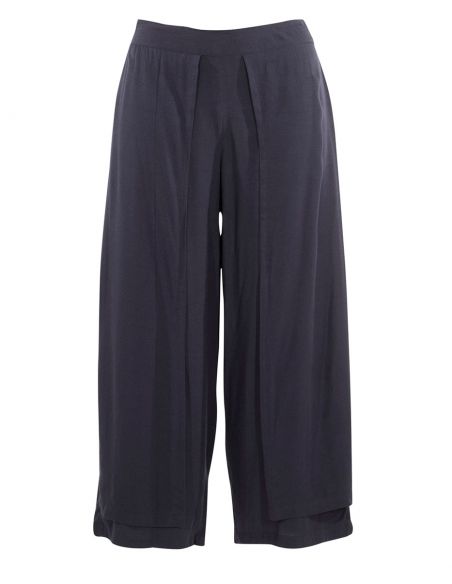 Pantalon 3/4 viscosa falso pareo liso media cintura elastica