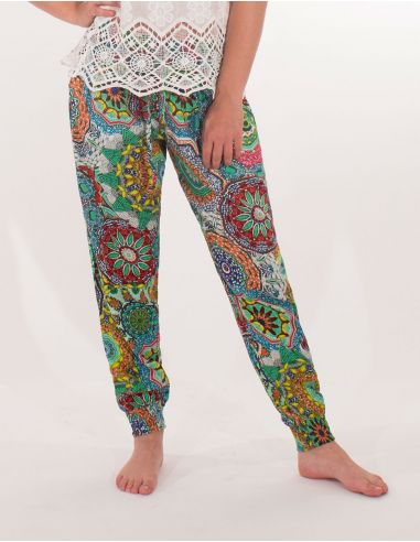 Pantalon Viscose Bas Smocke