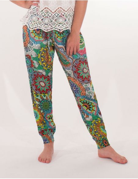 Pantalon Viscose Bas Smocke